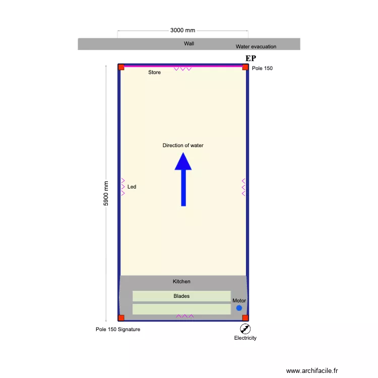 Mills. Floor plan with 2 Rooms and 14 m²