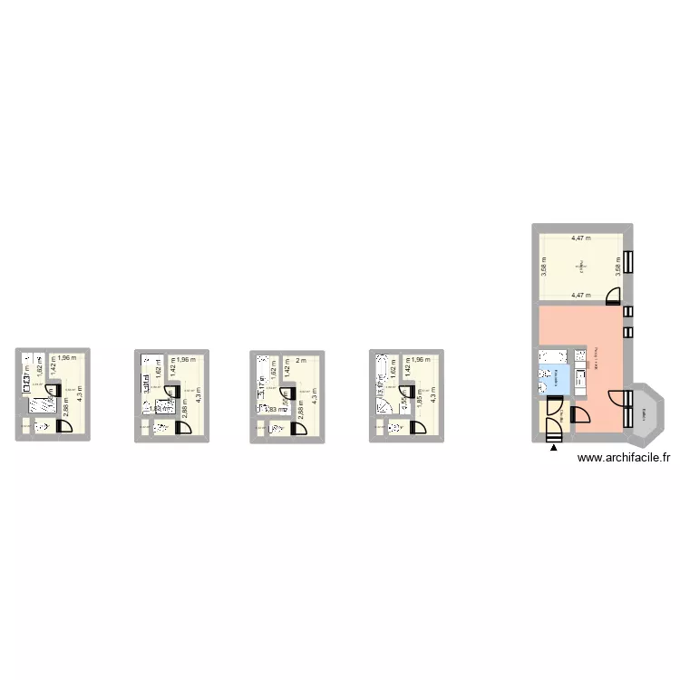 Koupelna J&Scaron;. Floor plan with 27  and 220 m²