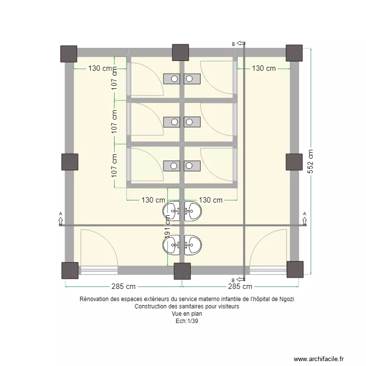 toilettes visiteurs semelles. Floor plan with 