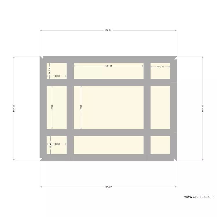 Madia Wall Ynda. Floor plan with 9  and 5 m²