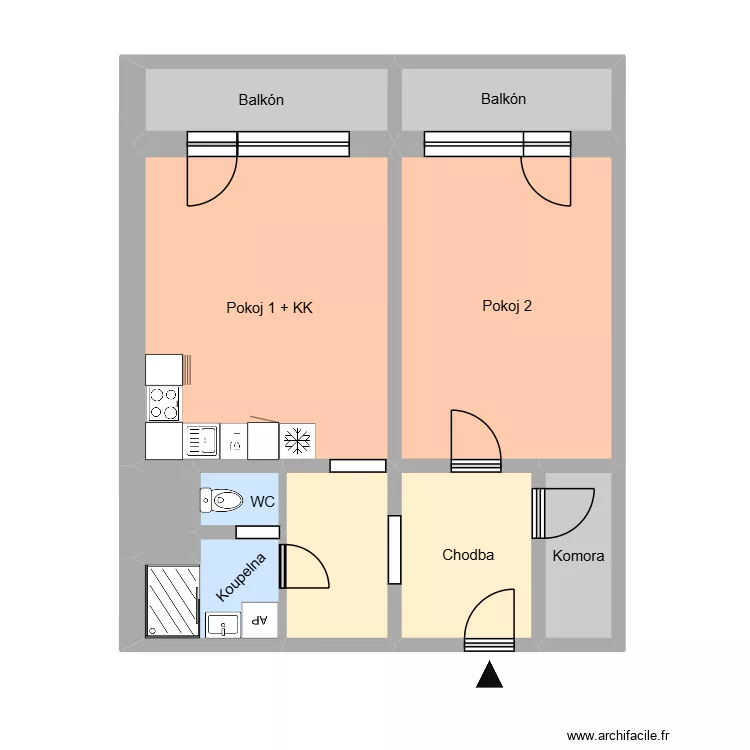 Provaznick&aacute; 1531, byt 27. Floor plan with 10  and 62 m²