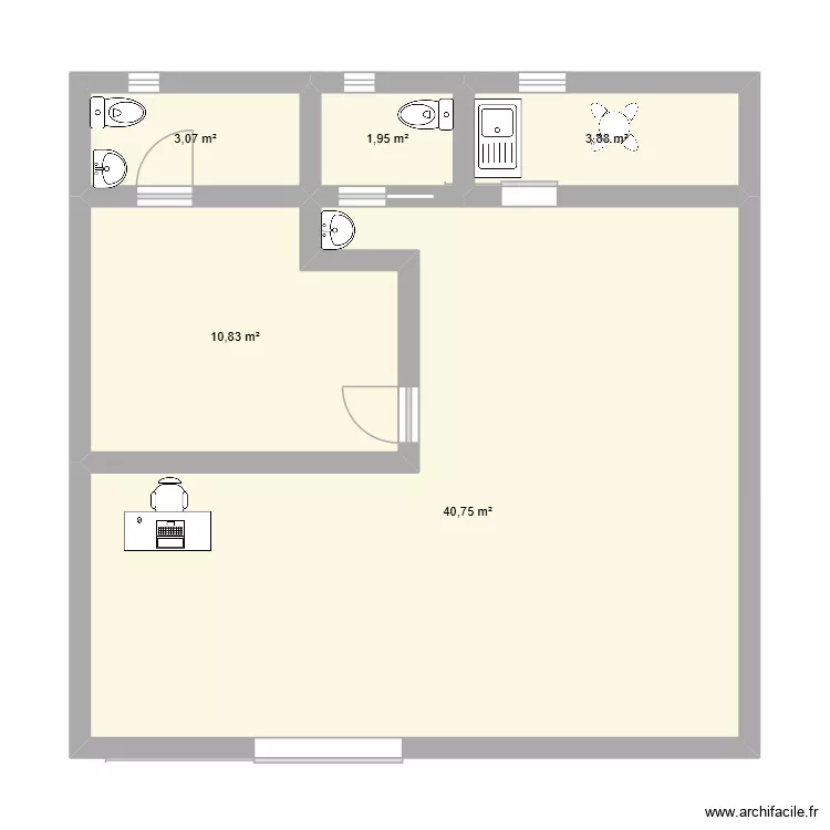 pilates. Floor plan with 5  and 60 m²