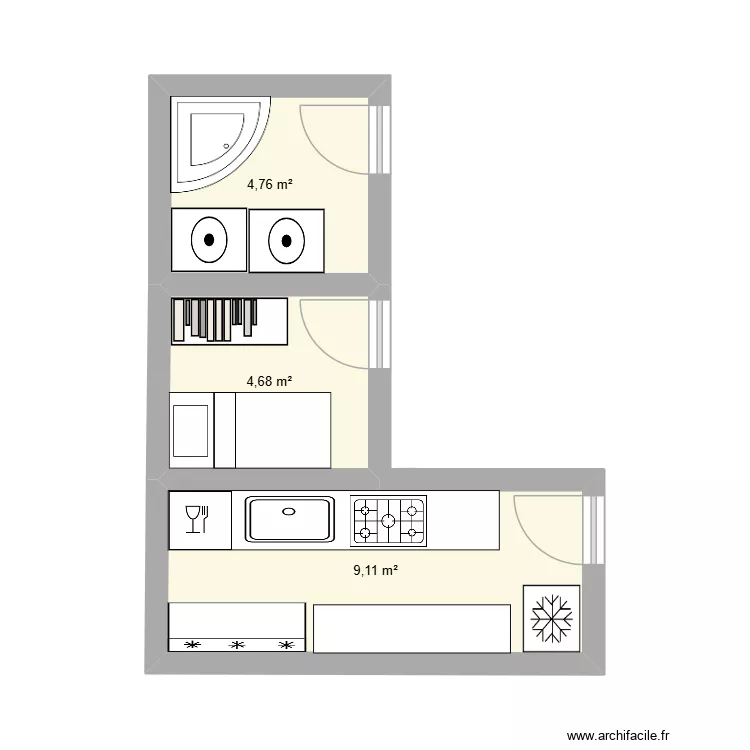 luandry /nanny room. Floor plan with 3  and 19 m²