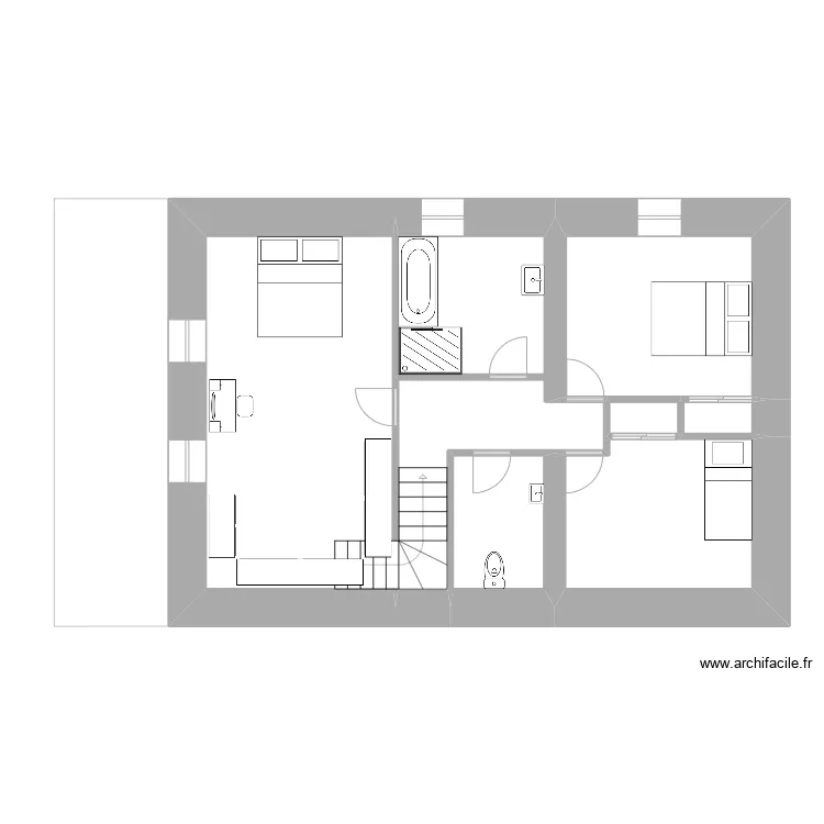 Oc&eacute;ane et Gwen Etage projet 2. Floor plan with 