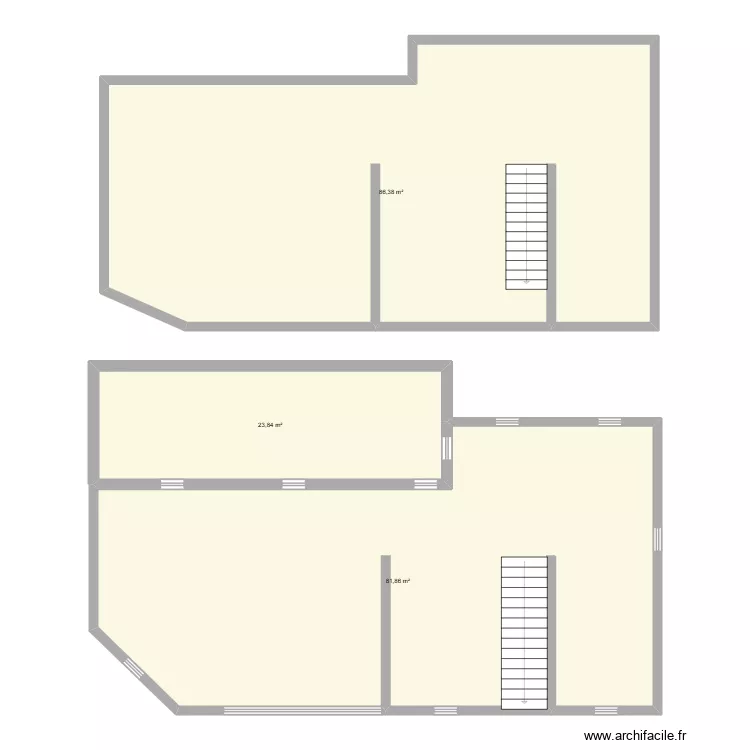 Poligny. Floor plan with 3  and 192 m²