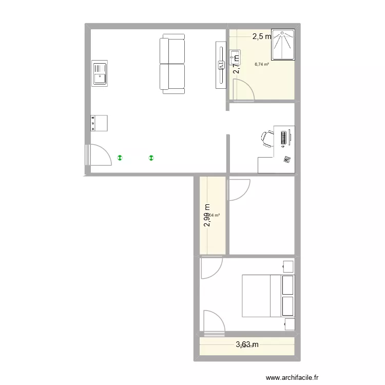 cavero. Floor plan with 3  and 12 m²