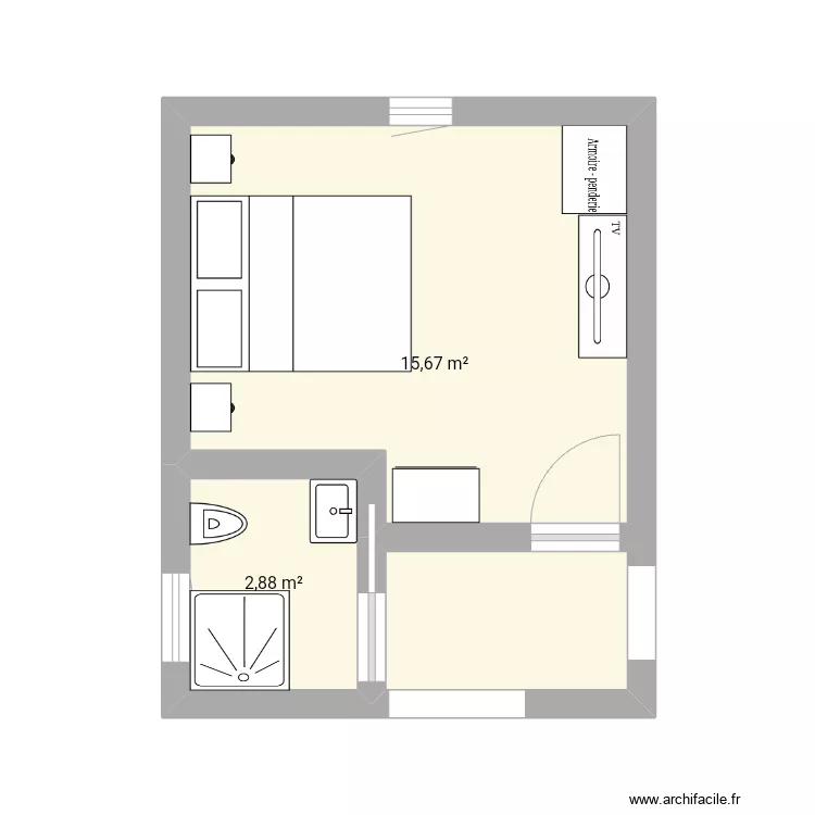 Upstairs spare room sdb. Floor plan with 