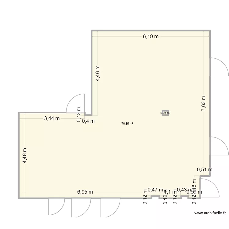 Am&eacute;nagement IT. Floor plan with 2  and 71 m²