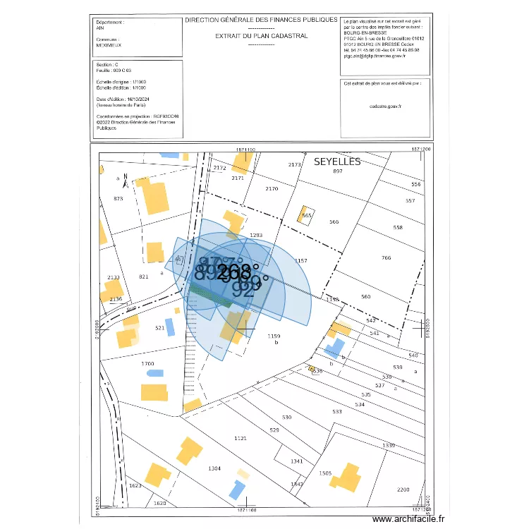 Plan masse Meximieux. Floor plan with 