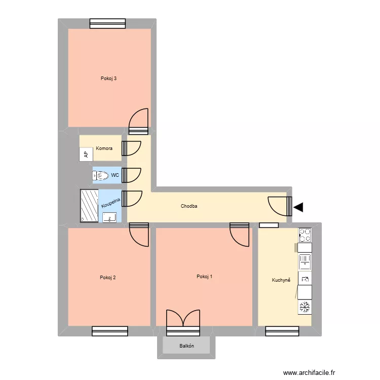 Hlavn&iacute; tř&iacute;da 700, byt 5. Floor plan with 14  and 199 m²