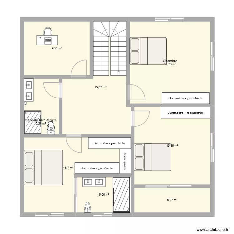1ER ETAGE TAMES. Floor plan with 8 Rooms and 89 m² 1ER ETAGE TAMES. Floor plan with 8 Rooms and 89 m²