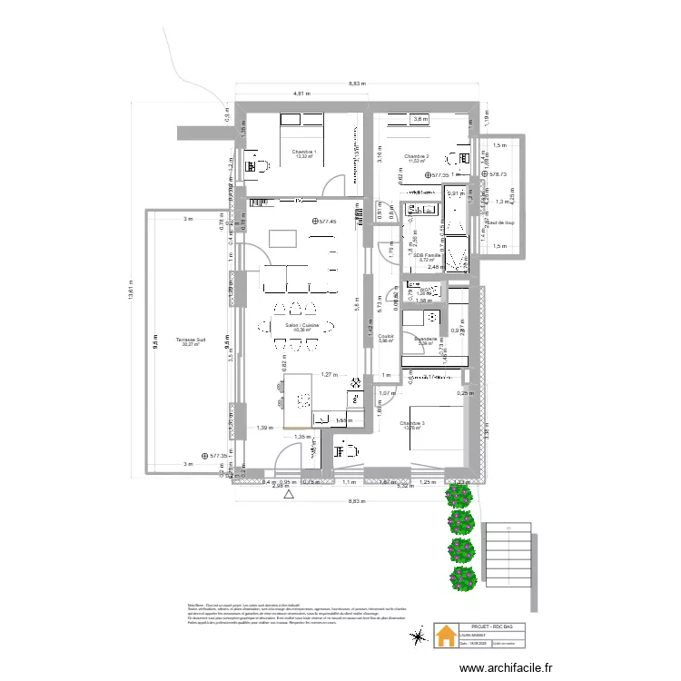 Viuz - RDC Bas - Projet v2. Floor plan with 