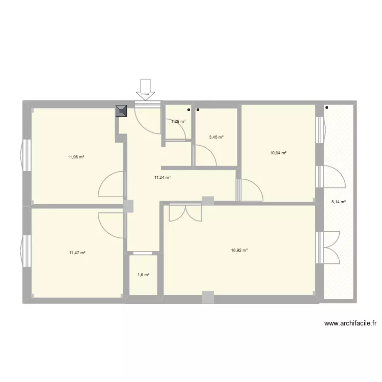 Loussif Sabah 1. Floor plan with 10  and 78 m²