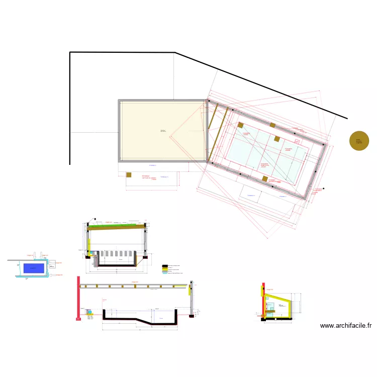 piscine b&eacute;ton 2024 v27 Terrassement. Floor plan with 