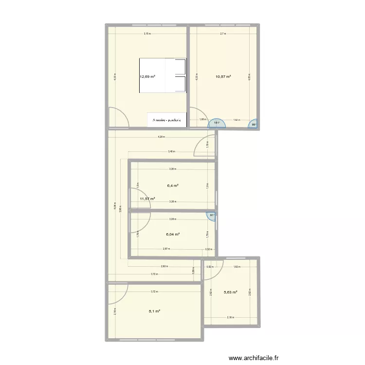 vivienda miguel. Floor plan with 7  and 61 m²