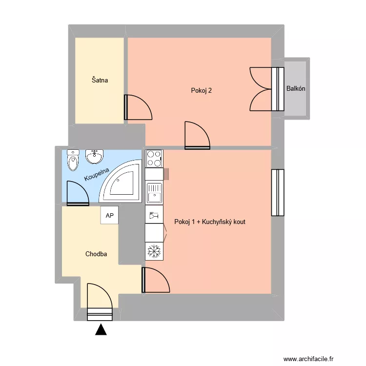 ČSA 195, byt 19. Floor plan with 13  and 178 m²