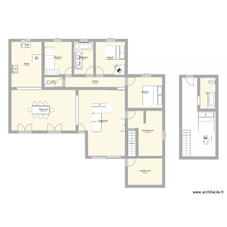 Maison Kyle MATEO. Floor plan with 13  and 145 m²