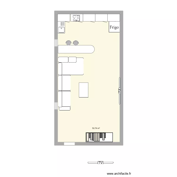 Casa. Floor plan with 1  and 53 m²