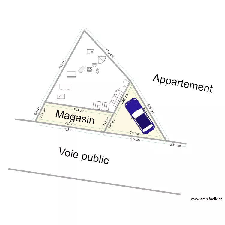 Acher chantier dimensons. Floor plan with 