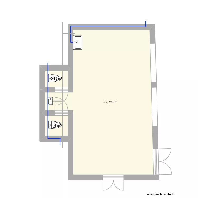 Cafe9708. Floor plan with 3  and 30 m²