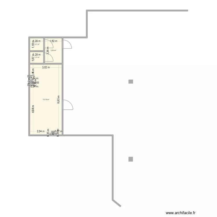 Ogre. Floor plan with 4  and 26 m²
