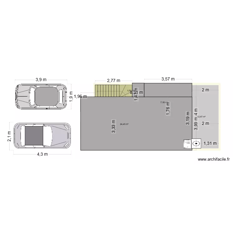 CasaHO. Floor plan with 4  and 46 m²