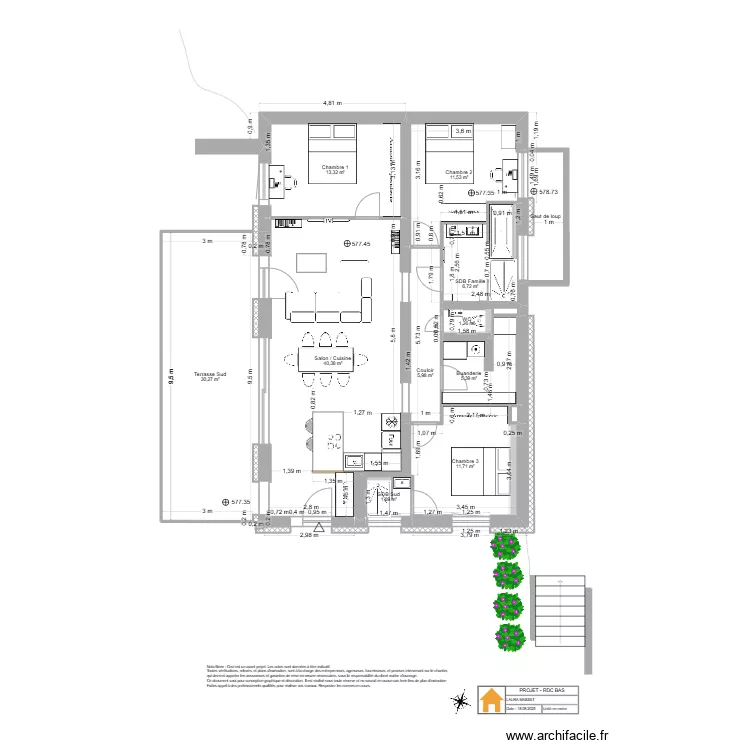 Viuz - RDC Bas - Projet. Floor plan with 