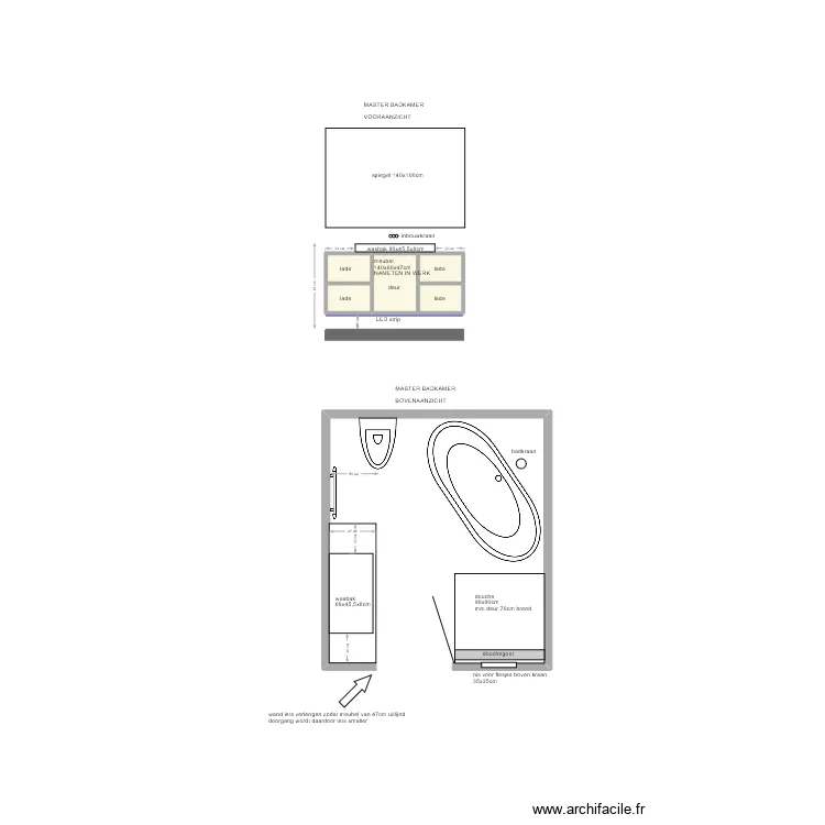master badkamer joris. Floor plan with 