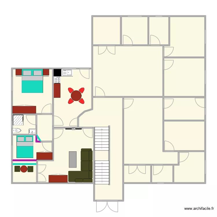 Appartement rdc INSS. Floor plan with 22  and 188 m²