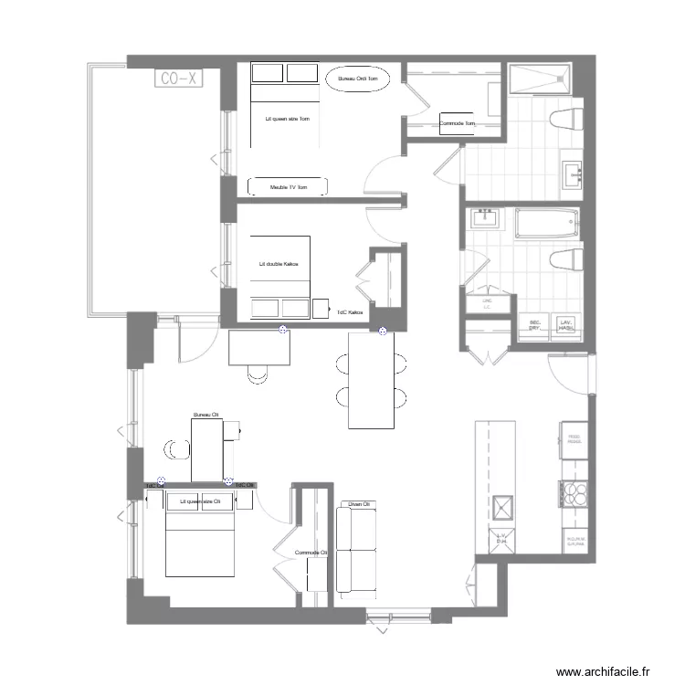 Appart Coloc 610 approuv&eacute; par Gabie. Floor plan with 