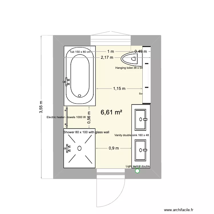 Bathroom_option 4. Floor plan with 