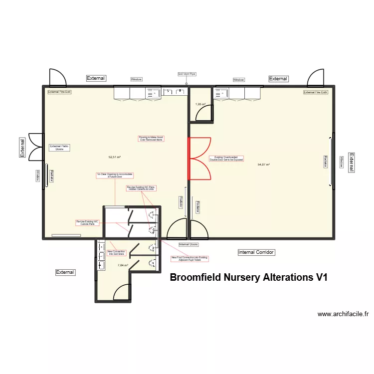 BRO Nursery Proposed V2. Floor plan with 4  and 117 m²