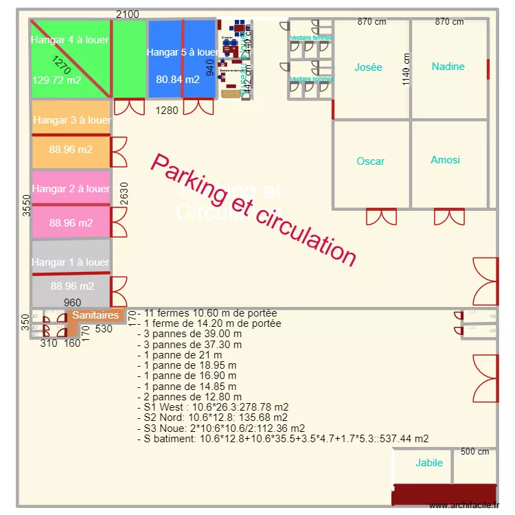 Toiture. Floor plan with 35 Rooms and 3016 m² Toiture. Floor plan with 35 Rooms and 3016 m²