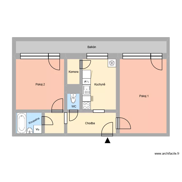 Horn&iacute; 1435, byt 26. Floor plan with 14  and 184 m²