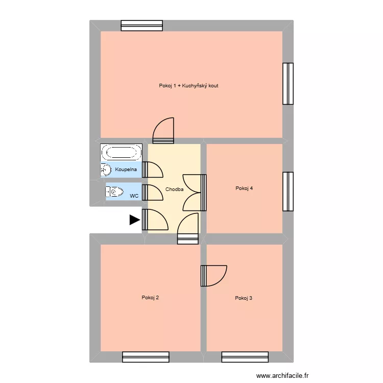 Marxova 385, byt 8. Floor plan with 12  and 201 m²
