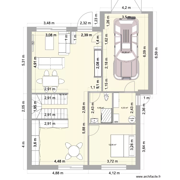 სვანეთის უბანი 1 სართული. Floor plan with 5  and 95 m²