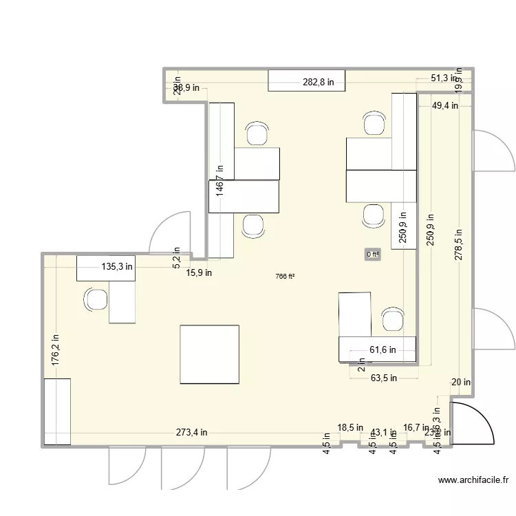 Am&eacute;nagement IT 1. Floor plan with 2  and 71 m²