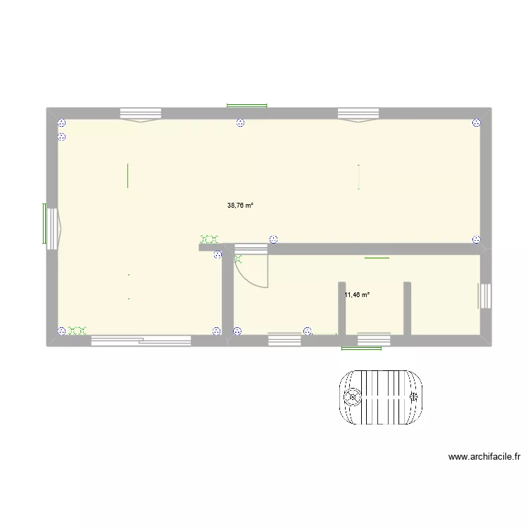 F1 TEST. Floor plan with 2 and 50 m² F1 TEST. Floor plan with 2 and 50 m²