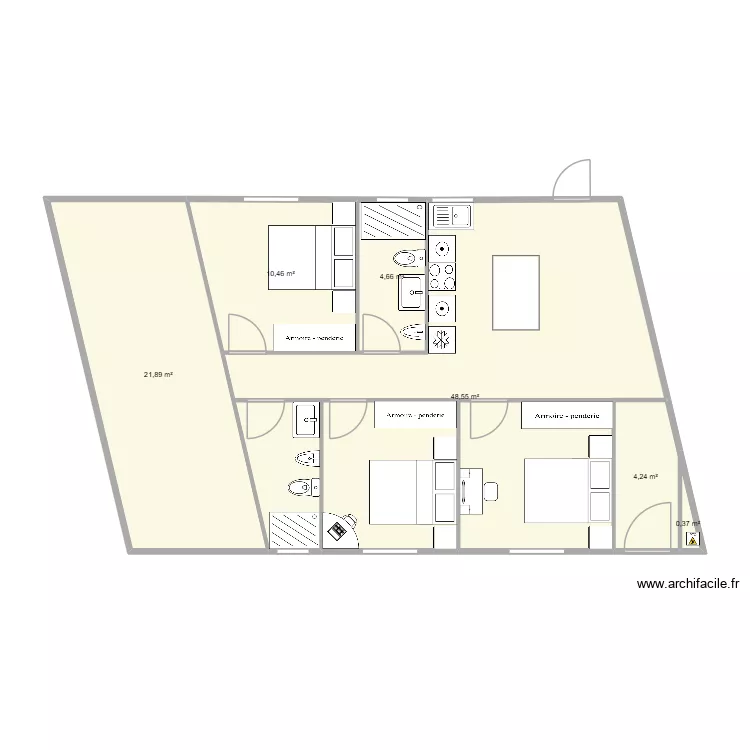 Casa Lugo. Floor plan with 6  and 90 m²