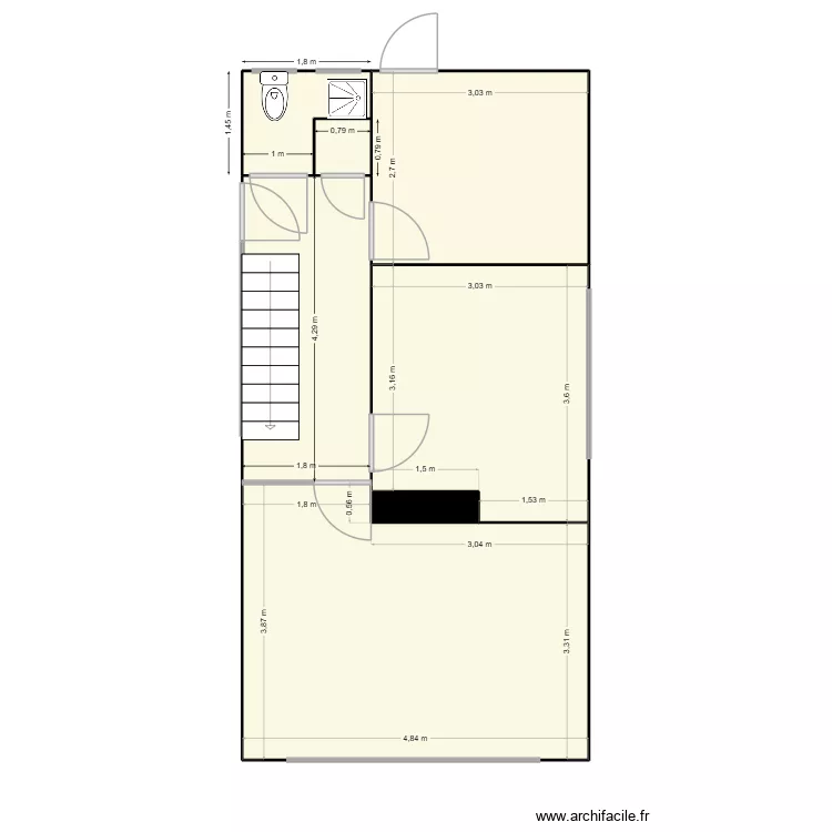 22.5.26. Floor plan with 7  and 46 m²