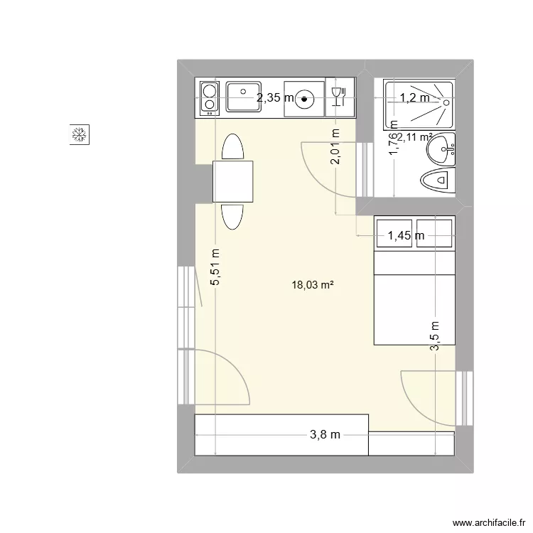 Ателие. Floor plan with 2  and 20 m²