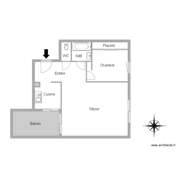 51986 LEVY. Floor plan with 6  and 64 m²