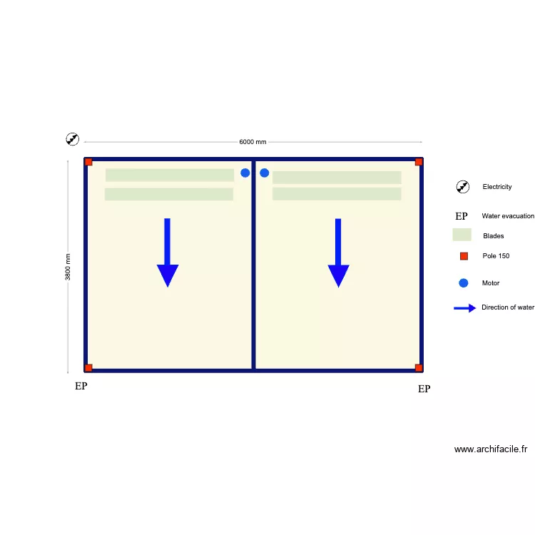 Neves. Floor plan with 2 Rooms and 22 m²