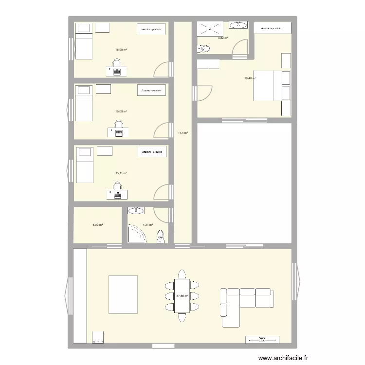 micasa. Floor plan with 9  and 148 m²