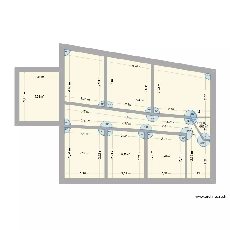 pueblo 1. Floor plan with 6  and 63 m²