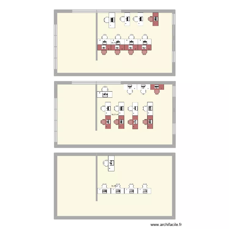 nova sala comercial. Floor plan with 3  and 166 m²