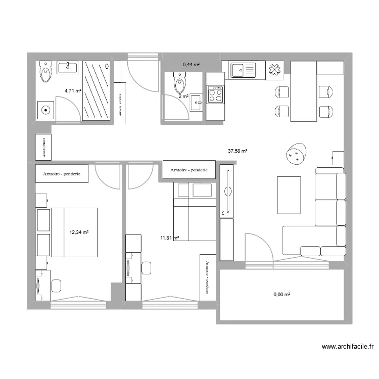 Diplomski rad. Floor plan with 7  and 76 m²