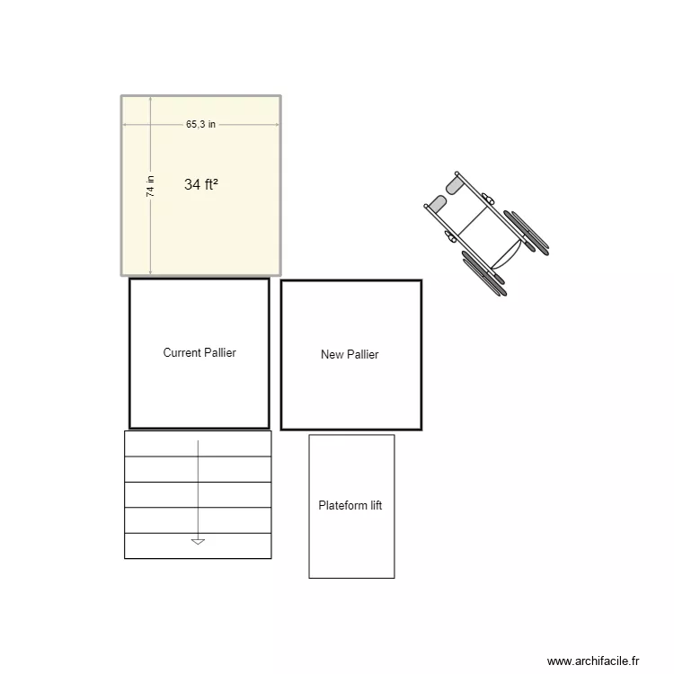 MRs S plateform lift. Floor plan with 