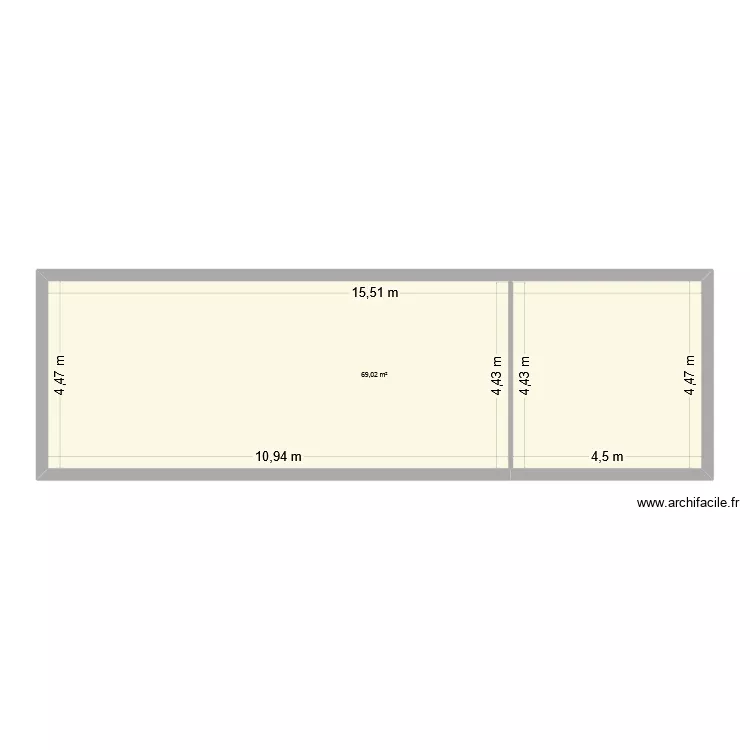 dgs Bakery May '26. Floor plan with 1  and 69 m²