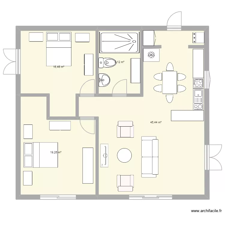 casa 2. Floor plan with 4  and 89 m²